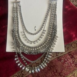 ✅Brand NEW!!! Express Silver Necklace with Crystal Embellishments